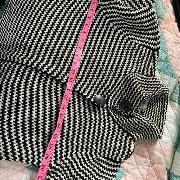 Habitat Sweater Womens L Black White Stripe Chunky Knit Lagenlook Artsy Wrap - Picture 7 of 9